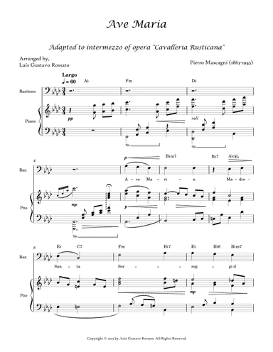 Mascagni - Ave Maria (Barítono Ab Major) (arr. Luís Gustavo Rossato)