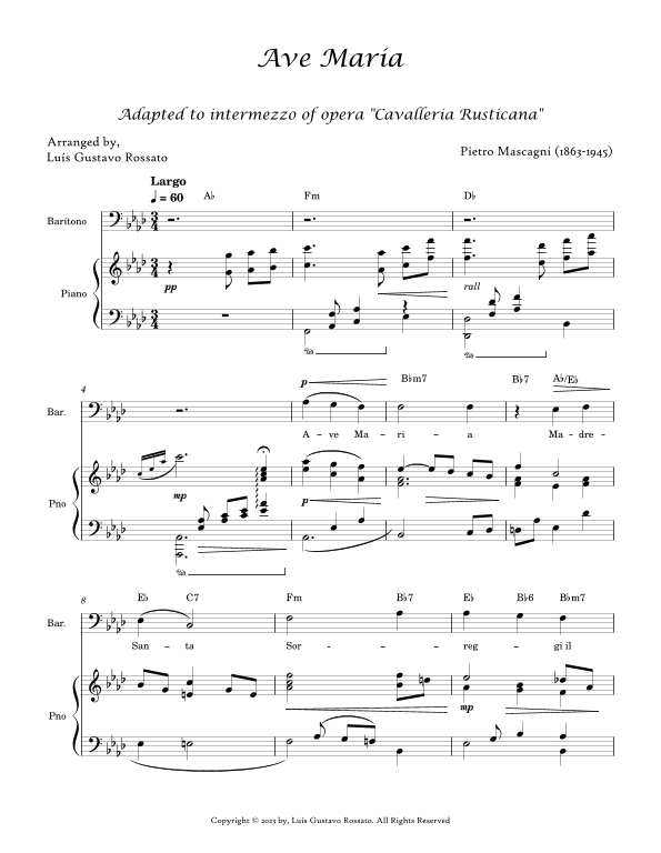 Mascagni - Ave Maria (Barítono Ab Major) (arr. Luís Gustavo Rossato)