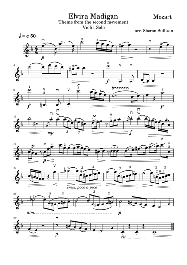 Elvira Madigan Theme from Piano Concerto 21 (arr. Sharon Sullivan)