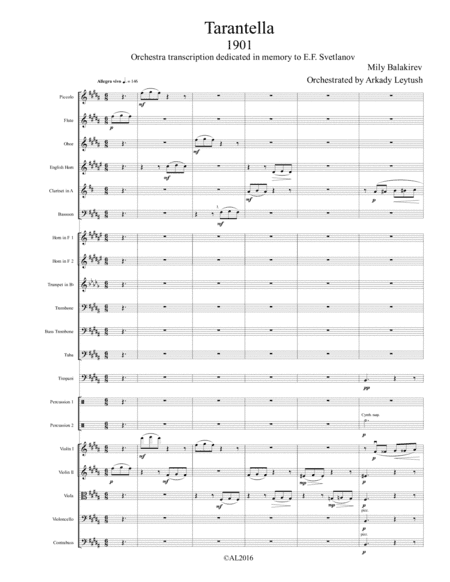 Mily Balakirev - Tarantella in B Major, Orchestrated by Arkady Leytush
