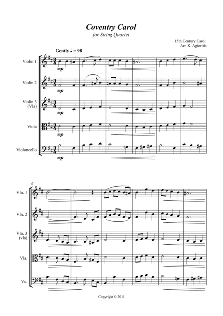 Coventry Carol - Jazz Carol for String Quartet (arr. K. Agioritis)