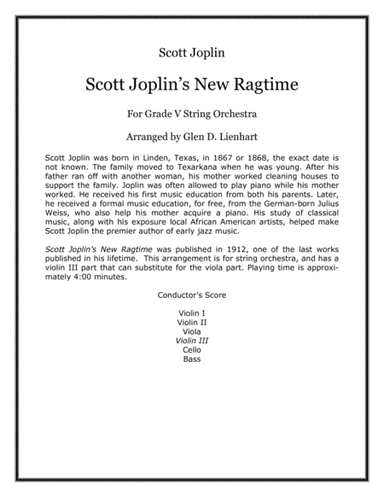 Scott Joplin's New Ragtime (arr. Glen D. Lienhart)