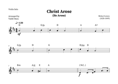 Christ Arose (He Arose) -  Violin Solo (with chords) (arr. Valdir Maia)