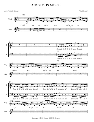 AH! SI MON MOINE (arr. Francois Couture)