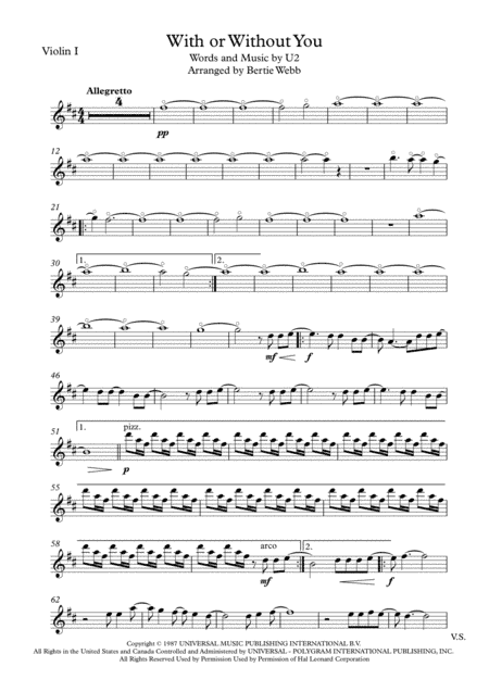 With Or Without You (arr. Bertie Webb)