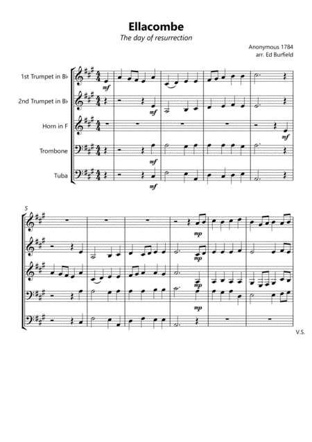 Ellacombe (The day of resurrection) - Hymn Tune for Brass Quintet (with original descant) (arr. Edward Burfield)