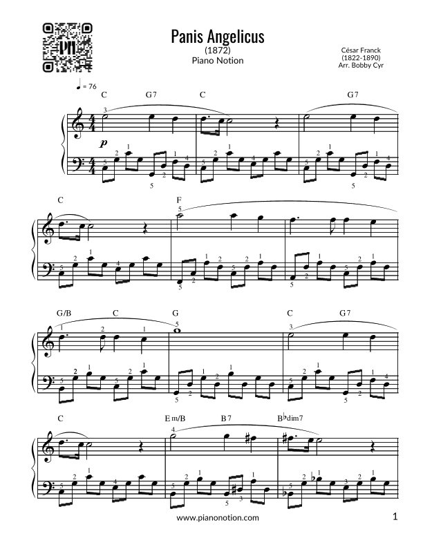 Panis Angelicus (Easy Piano) (arr. Bobby Cyr)