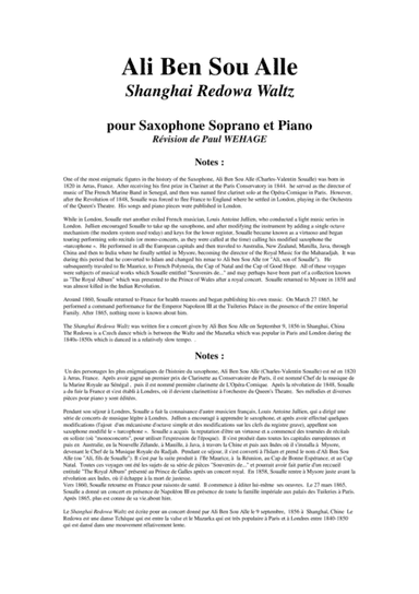Ali Ben Sou Alle: Shanghai Redowa Waltz for soprano saxophone and piano (arr. Musik Fabrik Music Publishing)
