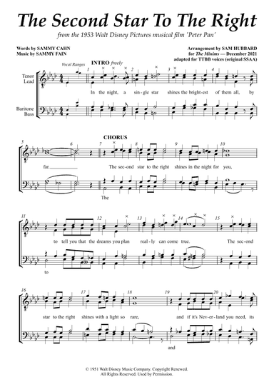 The Second Star To The Right (arr. Sam Hubbard)