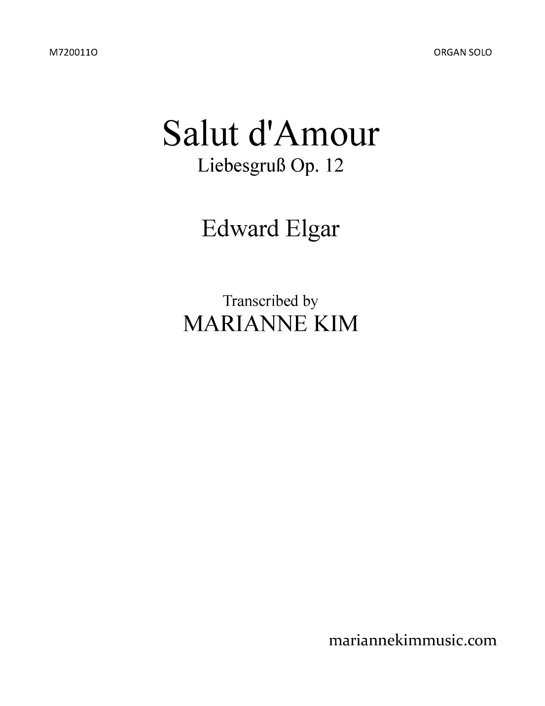Salut d'Amour (Liebesgruß), Op. 12 (arr. Marianne Kim)