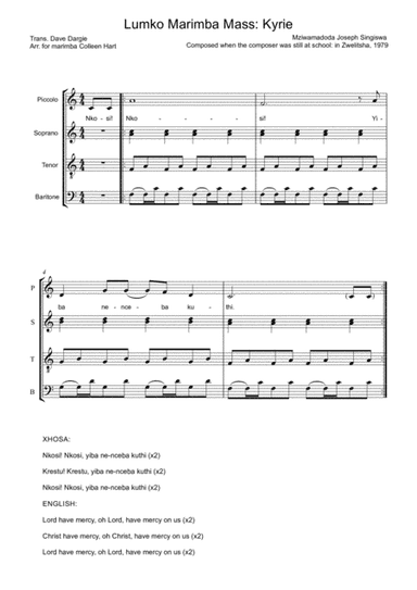 Lumko Marimba Mass Kyrie arr. Colleen Hart (arr. Colleen Hart)
