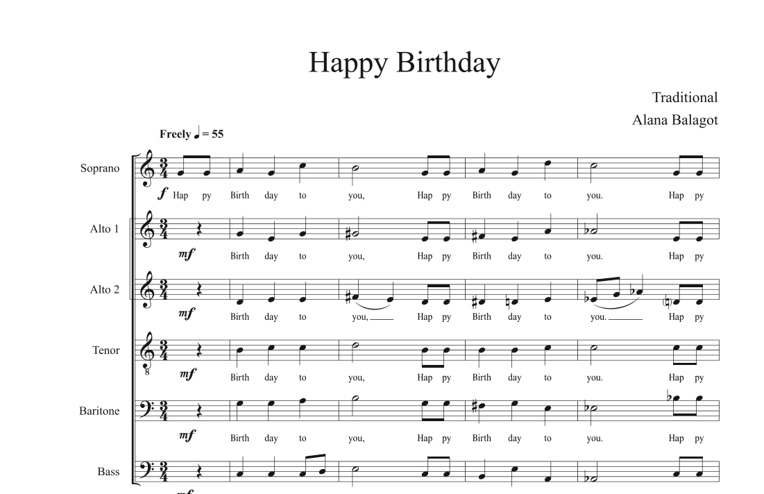 Happy Birthday (arr. Alana Balagot)