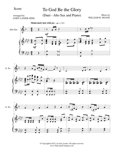 TO GOD BE THE GLORY (Duet – Alto Sax and Piano/Score and Parts) (arr. Gary Lanier)