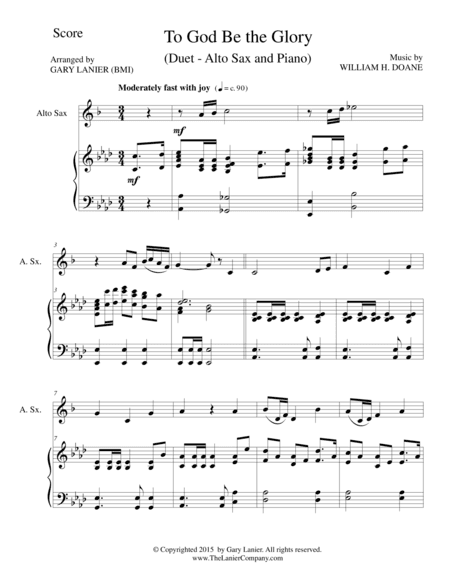 TO GOD BE THE GLORY (Duet – Alto Sax and Piano/Score and Parts) (arr. Gary Lanier)