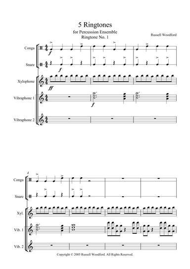 5 Ringtones for Percussion Ensemble: Ringtone 1