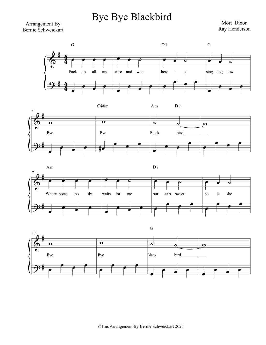 Bye Bye Blackbird (arr. Bernie Schweickart)