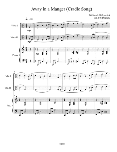 Away in a Manger (Cradle Song) for viola duet with piano accompaniment (arr. B C Dockery)
