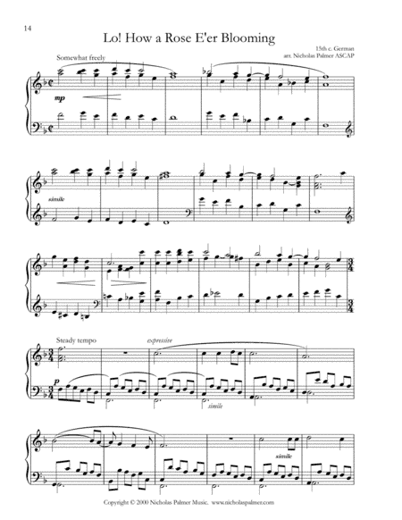 Lo! How a rose e'er blooming (arr. Nicholas Palmer)