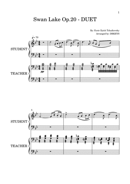 Swan Lake Op.20 - FULL DUET (both parts) (arr. DBKEYS)
