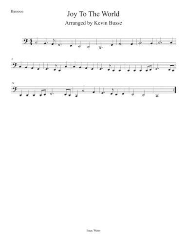 Joy To The World (Easy key of C) Bassoon (arr. Kevin Busse)