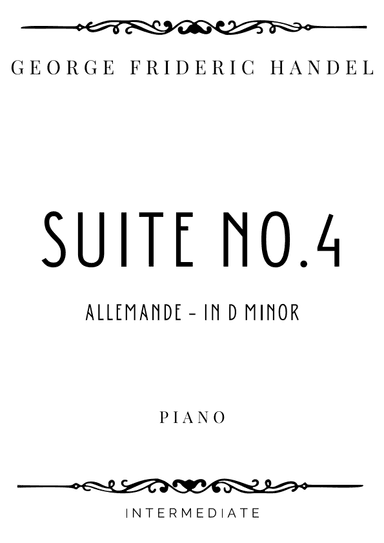 Handel - Allemande from Suite in D Minor HWV 437 - Intermediate (arr. Piacere Music Sheets)