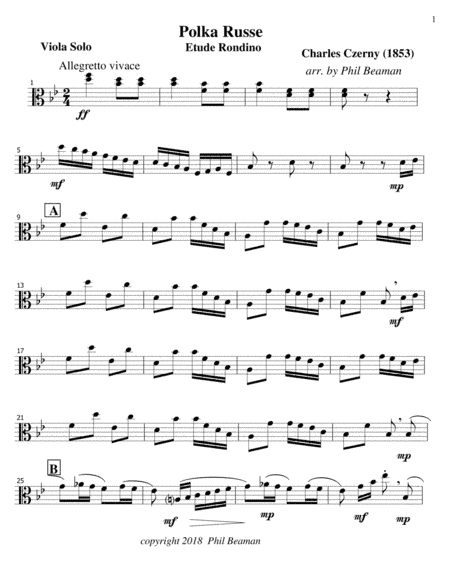 Polka Russe-Czerny-Viola Solo (arr. Phil Beaman)