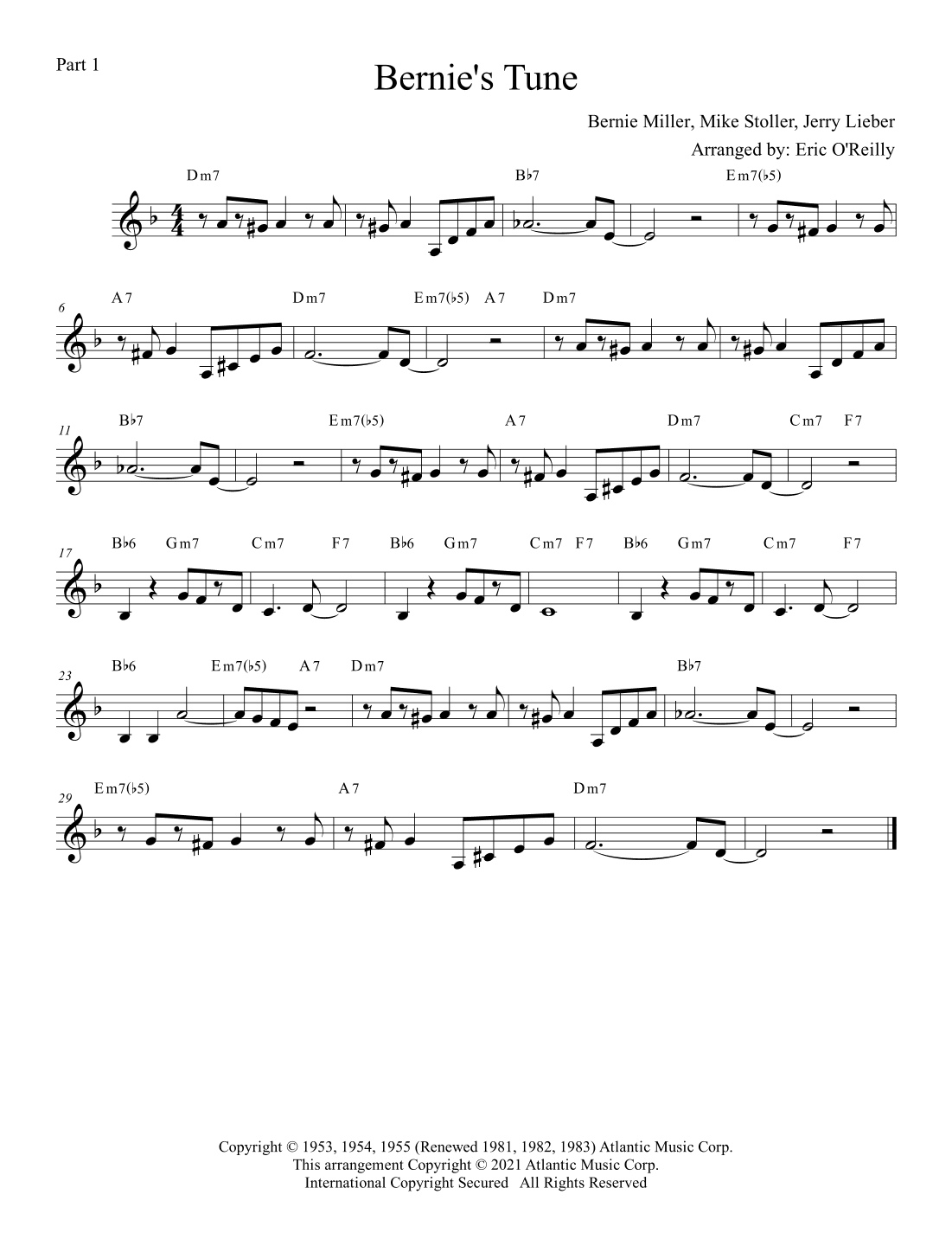 Bernie's Tune (arr. Eric O'Reilly)
