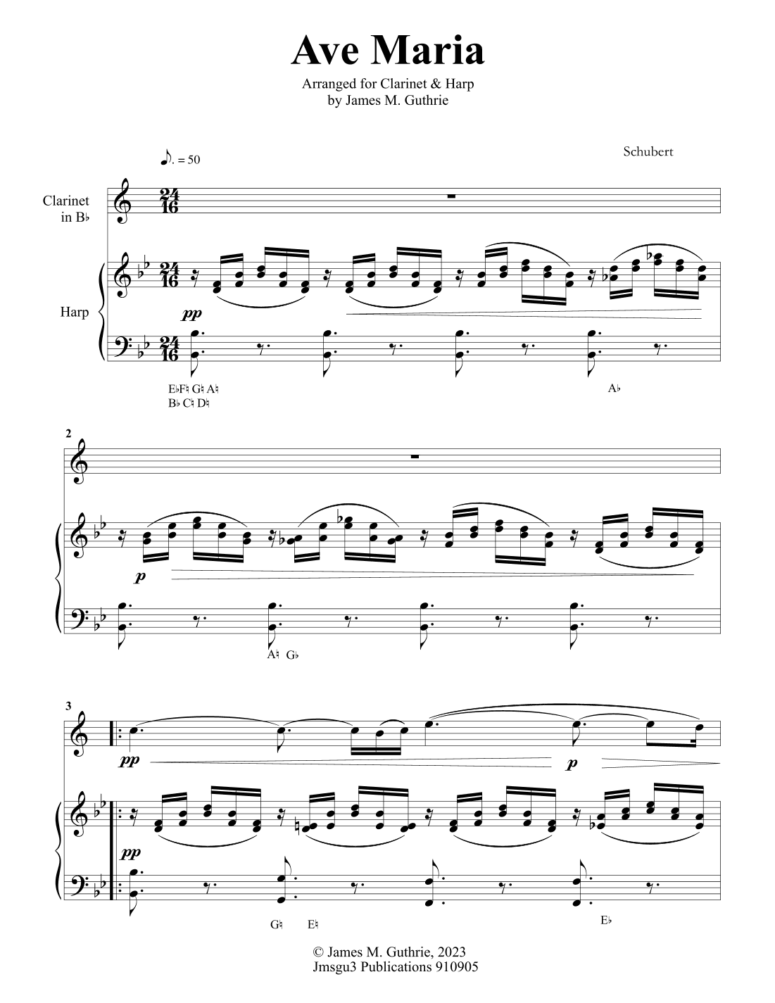 Schubert: Ave Maria for Clarinet & Harp (arr. James M. Guthrie)