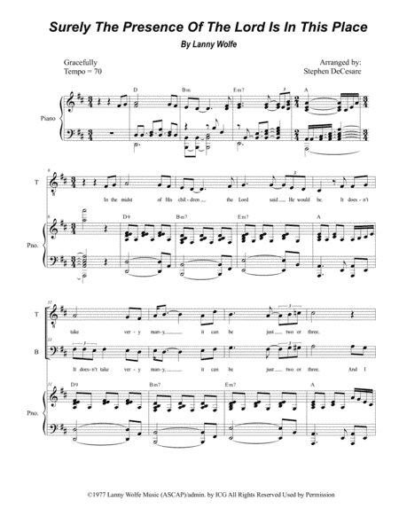 Surely The Presence Of The Lord Is In This Place (arr. Stephen DeCesare)