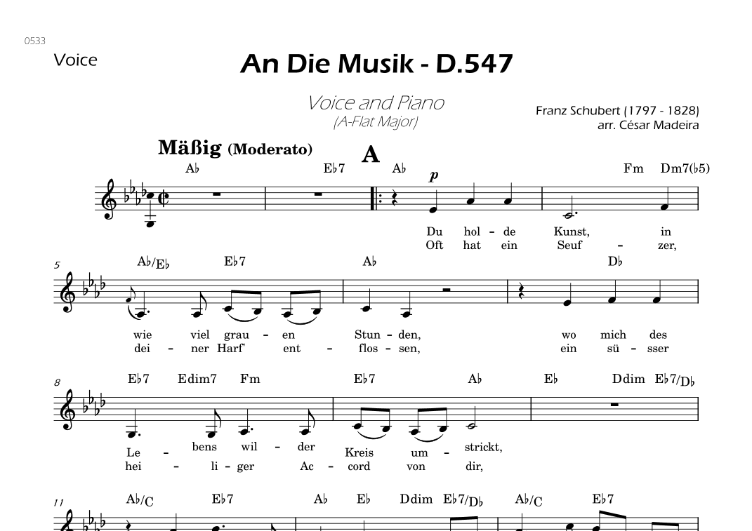 An Die Musik - Lead Sheet - Ab Major (arr. César Madeira)