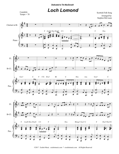 Loch Lomond (Duet for Flute and Bb-Clarinet) (arr. Stephen DeCesare)