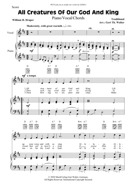All Creatures Of Our God And King (arr. Gert Th. Walter)