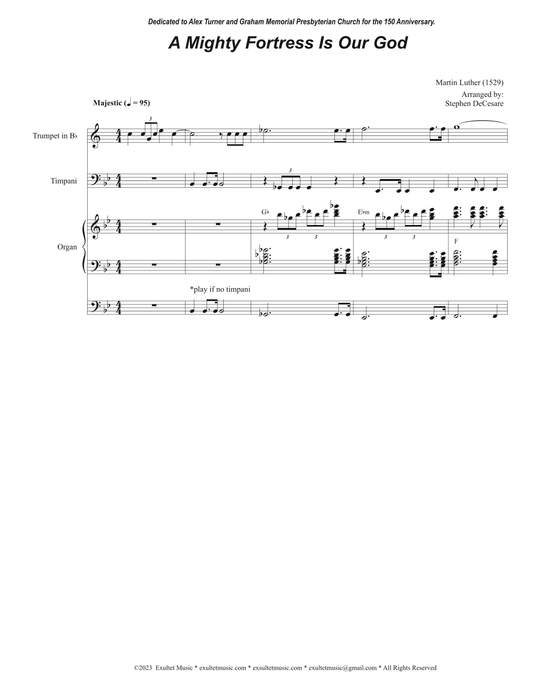 A Mighty Fortress Is Our God (String Quartet and Organ) (arr. Stephen DeCesare)
