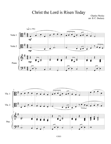 Christ the Lord is Risen Today (Viola Duet with Piano Accompaniment) (arr. B. C. Dockery)
