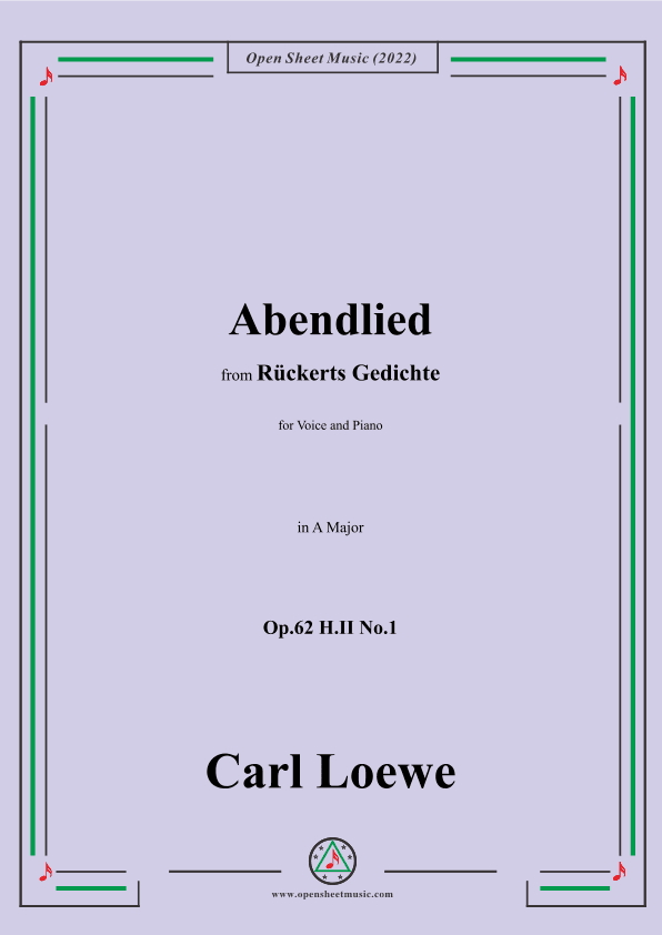 Loewe-Abendlied,Op.62 H.II No.1,in A Major (arr. OSM Press)