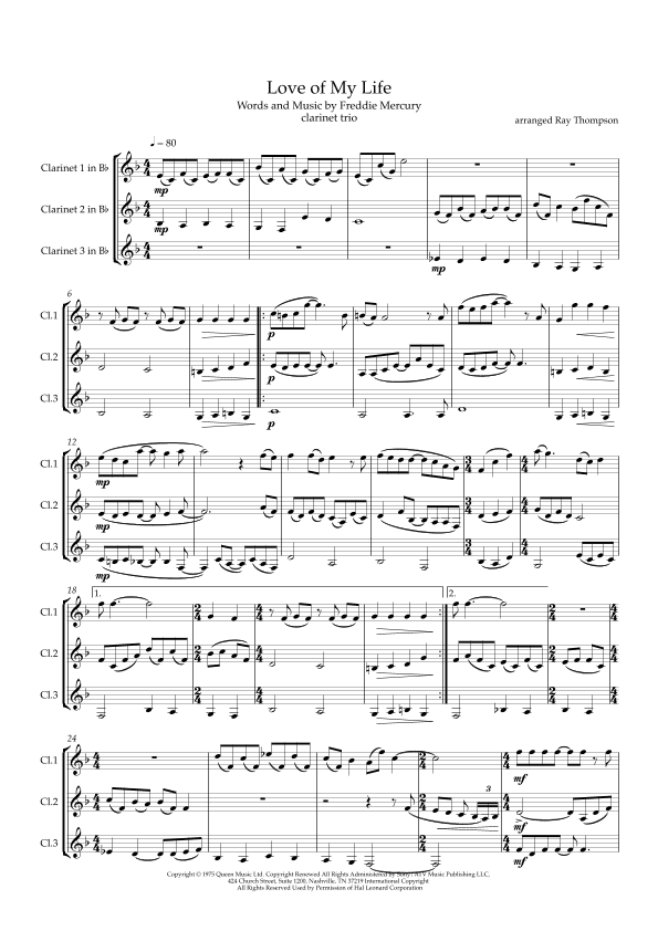 Love Of My Life (arr. Ray Thompson)