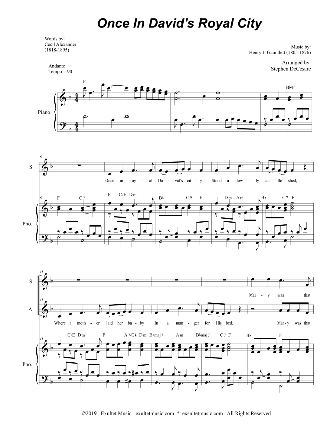 Once In Royal David's City (2-part choir - (SA) (arr. Stephen DeCesare)