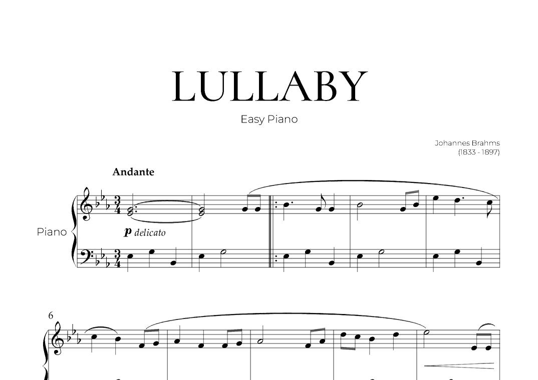 Lullaby (Easy Piano) - Johannes Brahms (arr. Pedro Merendi)