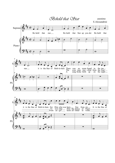 Behold that star. Singing and piano (arr. Ester Alessandrini)