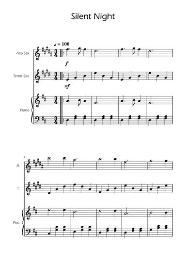 Silent Night - Alto and Tenor Sax Duet w/ Piano (arr. Ygor Nunes)