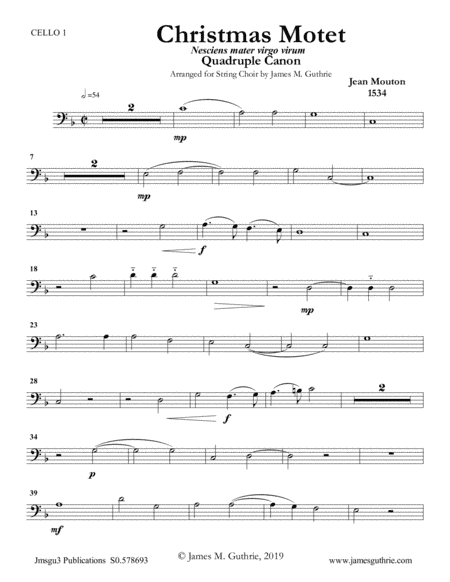 Mouton: Christmas Motet for String Choir (arr. James M. Guthrie)