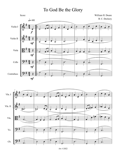 To God Be the Glory (String Orchestra or Quintet) (arr. B. C. Dockery)
