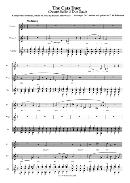 The Cats Duet (Duetto buffo di due gatti) for 2 altos and guitar (arr. Pearsall and David Warin Solomons)