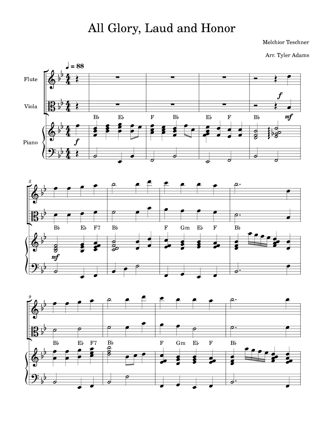 All Glory, Laud and Honor (Flute and Viola Duet with Piano) (arr. Tyler Adams)