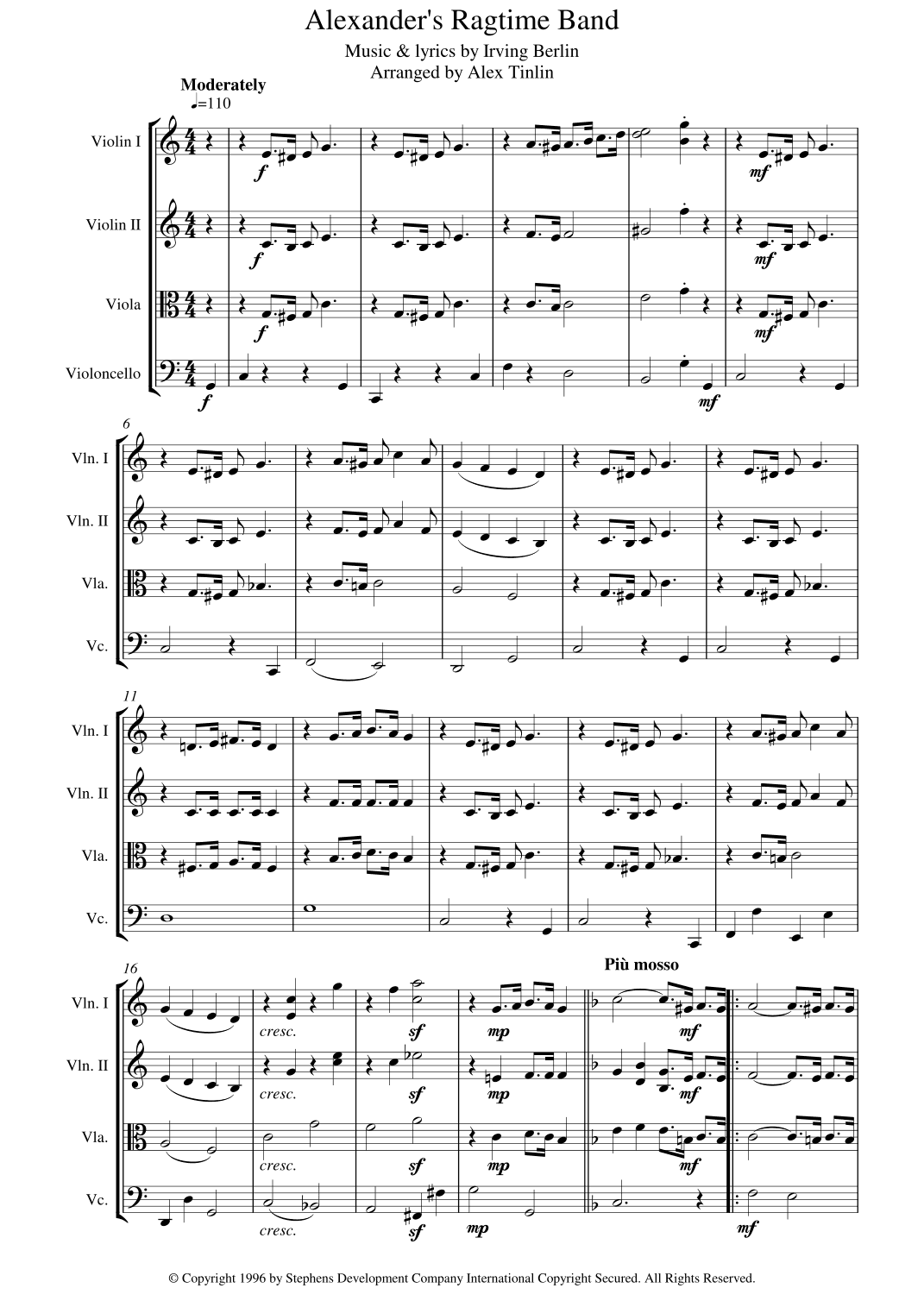Alexander's Ragtime Band (arr. Alex Tinlin)