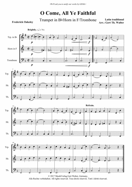 O Come, All Ye Faithful (arr. Gert Th. Walter)