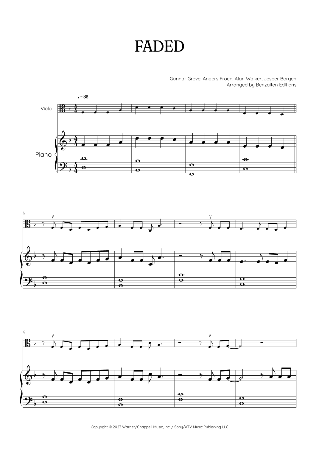 Faded (arr. Benzaiten Editions)