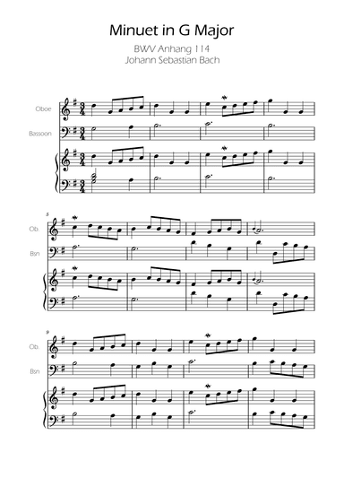 Minuet in G major BWV Anh. 114 - Bach - Oboe and Basson w/ Piano (arr. Ygor Nunes)