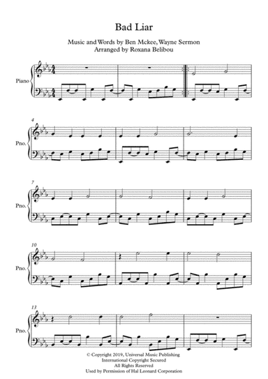 Bad Liar (arr. Roxana Belibou)