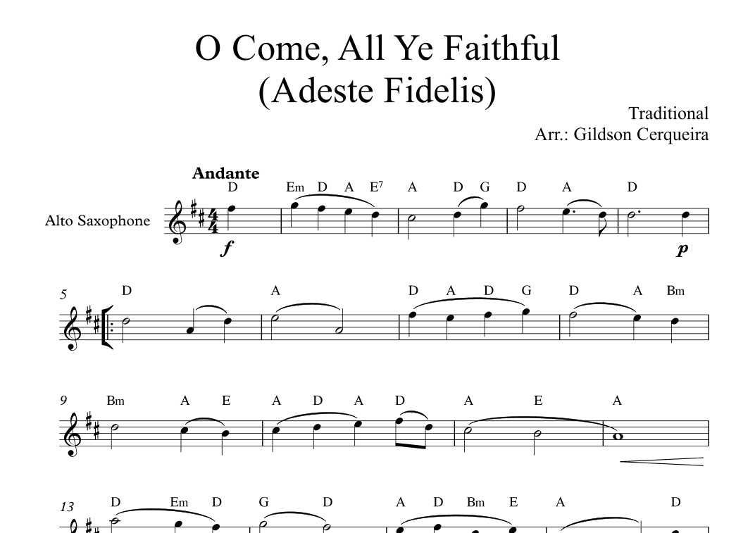 O Come, All Ye Faithful (Adeste Fidelis) (arr. Gildson Cerqueira)
